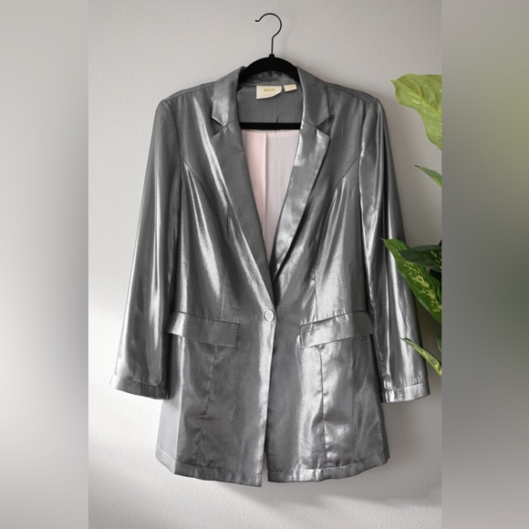 Maeve by Anthropologie Longline Metallic Blazer - Picture 3 of 8